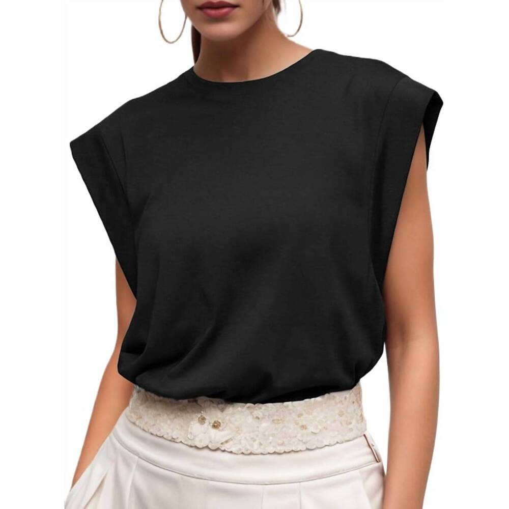 NEW ROSA CLOTHING cap sleeve top in black